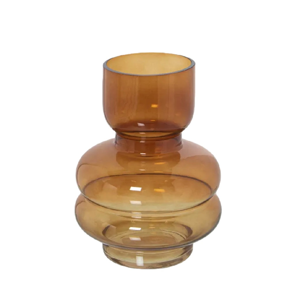Vase en verre ambre à formes arrondies